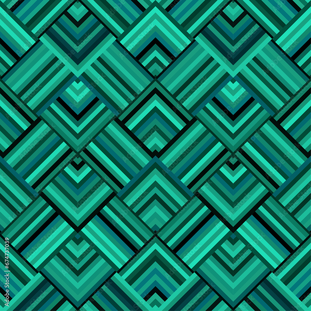 Leinwandbilder seamless vector pattern. tile herringbone geometric pattern . emerald green malachite colors. regula