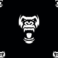 silhouette gorilla on a black background for any print fabric