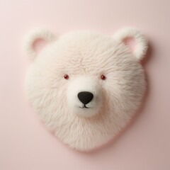 small tufted rug in the shape of a polar bears head - obrazy, fototapety, plakaty