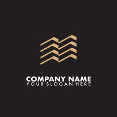 initials M and Building logo vector