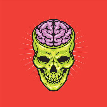 skull and brain artwork