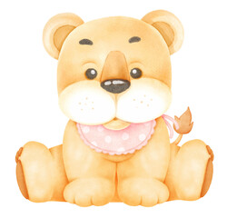 Cute baby girl lion cartoon