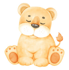 Cute baby girl lion sleeping