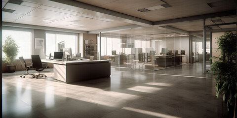 Empty open space office. Modern interior