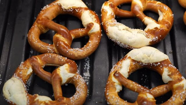 pretzel cookies in the supermarket. High quality FullHD footage