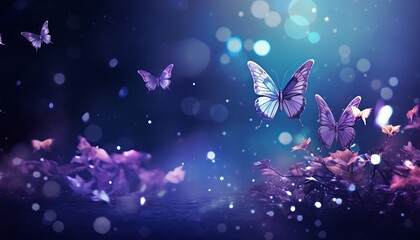graceful purple butterfly dancing amongst wild white violet flowers in natures canvas