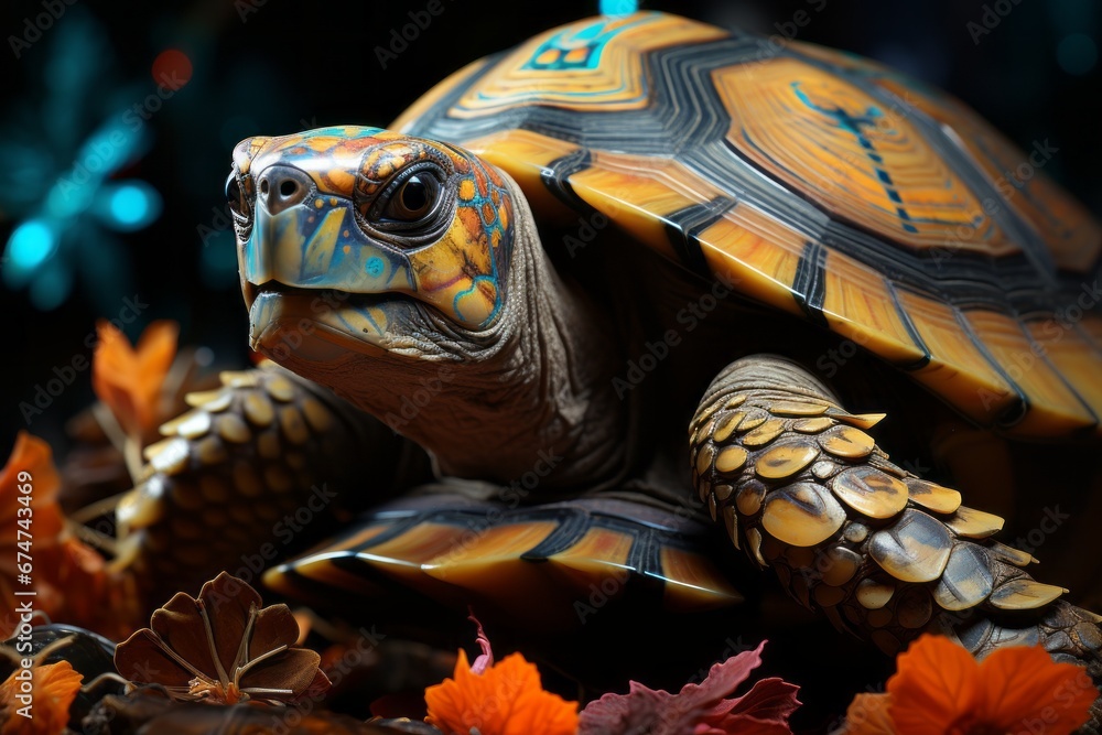 Aufkleber A pixelated rendition of a serene tortoise, its shell made up of intricate pixel patterns.