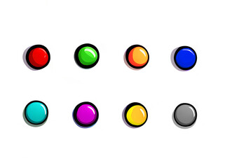 the push- buttons. retro cartoon colorful set. AI generated