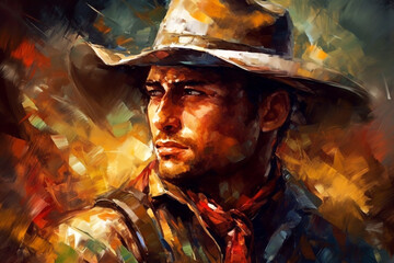 Portrait eines kaukasisch weißen männlichen Mannes  - Cowboy