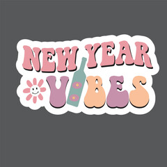  Happy New year retro Sticker design,Happy New year retro design Bundle.New year design,Holiday design,svg design