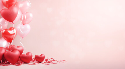 Gift box and hearts on pink background. Saint Valentine's day.