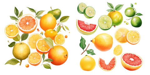 Citrus Splendor: A Watercolor Collection of Citrus Fruits