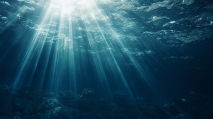 Fototapeta na wymiar Enchanting underwater wonderland mesmerizing water bubbles and ethereal glow of undersea light rays