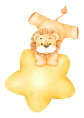 Cute Lion and star