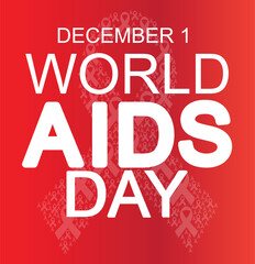 Worlds AIDS day December 01 vector art isolated on red background