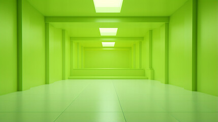 Interior of a minimal empty modern lime room with copy space. Generative AI
