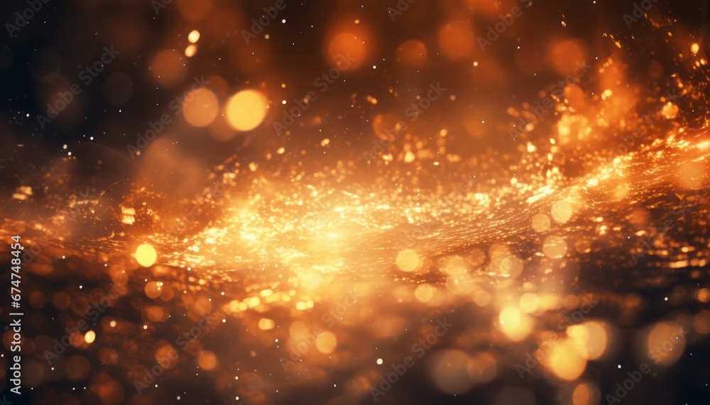 Poster radiant golden particle cascade with mesmerizing fluid display and enchanting sparkles