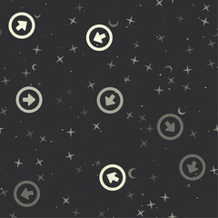 Seamless pattern with stars, download symbols on black background. Night sky. Vector illustration on black background