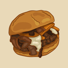 Onion burger. Popular types of burgers.