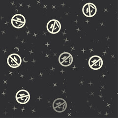 Seamless pattern with stars, no gas symbols on black background. Night sky. Vector illustration on black background