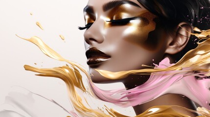 A woman with gold paint on her face