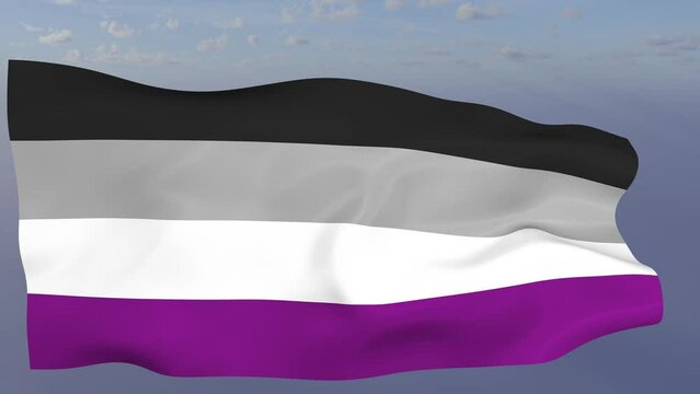 Loop der Pride Asexual Fahne wehend im Wind als Nahaufnahme 4K	