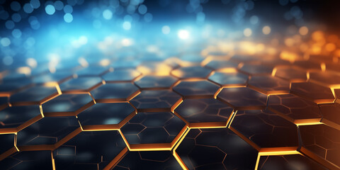 abstract technology concept background with  hexagonal structure. high tech glowing hexagons
