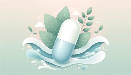 Herbal Supplement Capsule Concept - obrazy, fototapety, plakaty