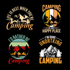 Camping t shirt design bundle vector, Camper tees design collection