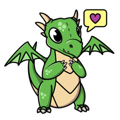 Cute dragon. Vector cartoon illustration. Isolated on white. 