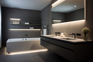 modern black stone bathroom interior, Generative AI
