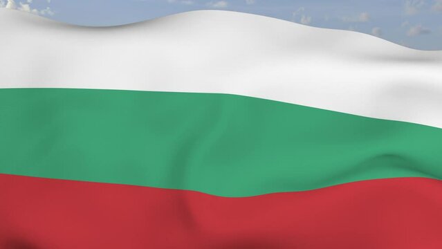 Loop der Bulgarien Fahne wehend im Wind als Nahaufnahme 4K
