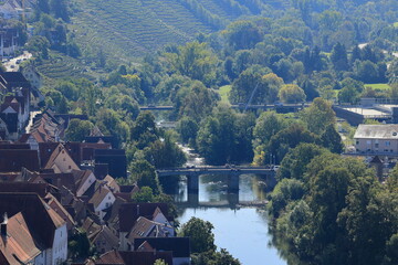 Blick auf den Fluss Enz der durch Besigheim fließt