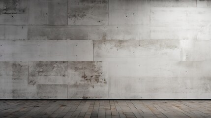 Interior with gray wall and wooden floor for background. Generative AI.