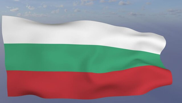 Loop der Bulgarien Fahne wehend im Wind als Nahaufnahme 4K