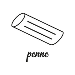 sketch penne pasta vector illustration, traditional italian food, black line icon