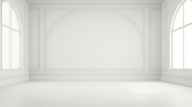Naklejki Interior of a empty classic minimal white room with copy space. Generative AI