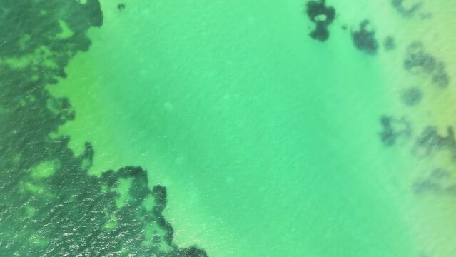 Aerial view of Isla Holbox ocean seabed, Quintana Roo, Mexico.