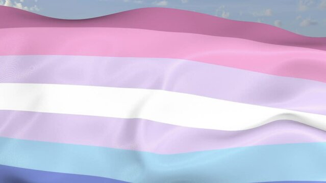 Loop der Pride Bigender Fahne wehend im Wind als Nahaufnahme 4K	