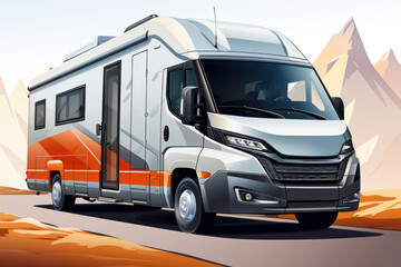 Naklejka premium motorhome on wheels. rv camper car