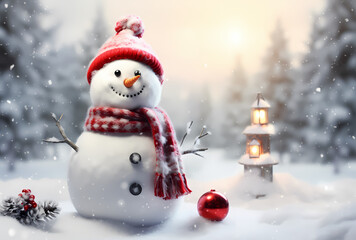 Naklejka na ściany i meble christmas decoration snowman