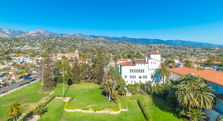 Fototapeta na wymiar Aerial view of Santa Barbara on a sunny day