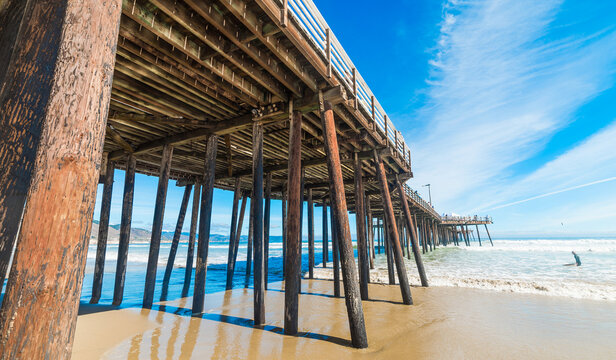 surfer by Pismo Beach pier