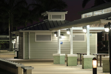 Public restrooms on Harborwalk at Gilchrist Park in Punta Gorda, Florida