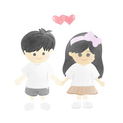 Couple man and woman hold hands, love each other forever. Two heart and wedding