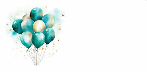 balloons on blue background, empty space for copying text