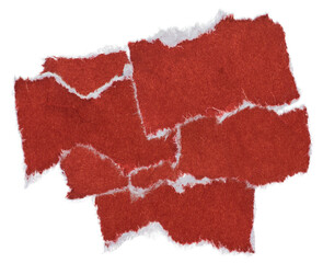red paper sticker isolated with torn edges overlapping each other