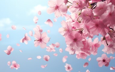 Dreamy Cherry Blossoms, Sakura Falling in Springtime