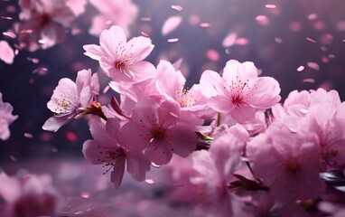 Dreamy Cherry Blossoms, Sakura Falling in Springtime