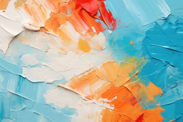 Painting close up of abstract colorful art brushstrokes as background, Oil paint texture with brush and palette knife strokes, AI Generated - obrazy, fototapety, plakaty